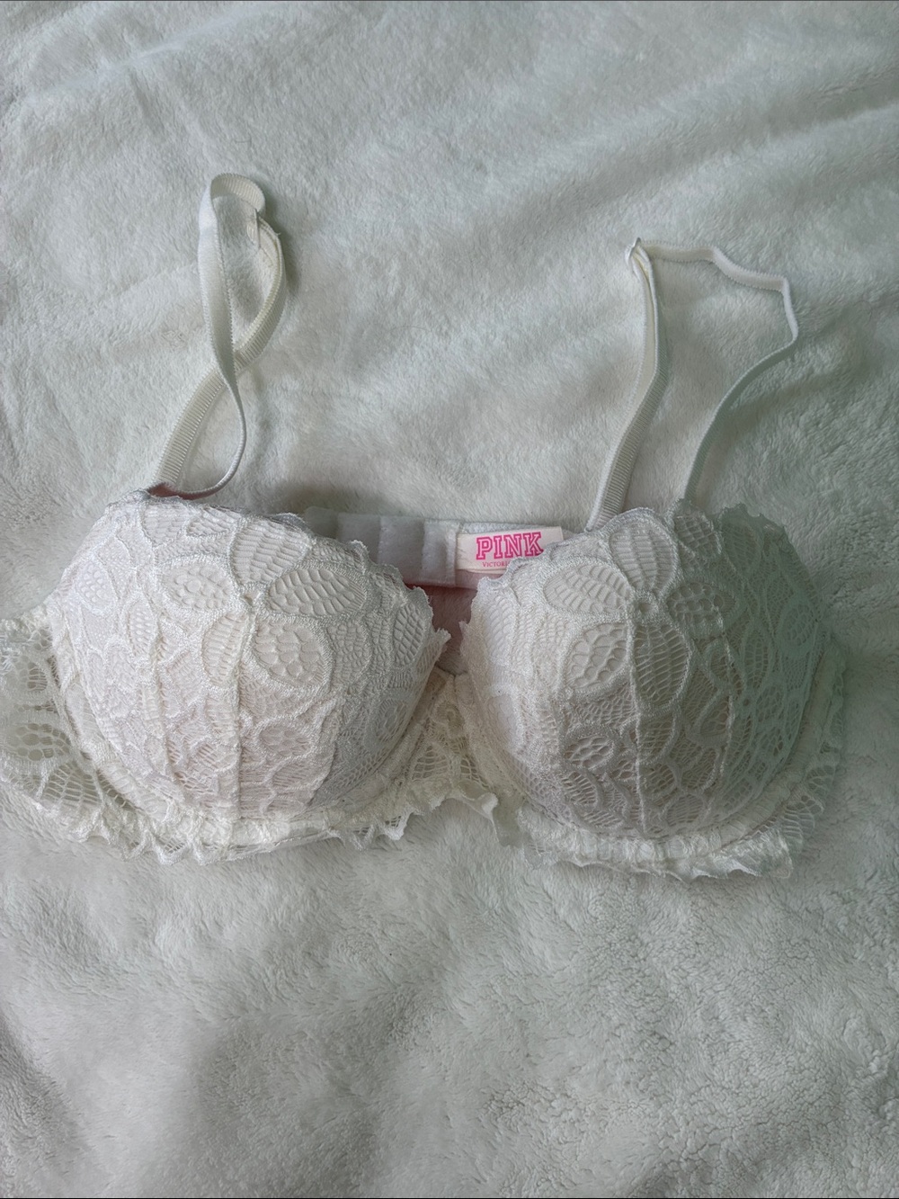 PINK Victoria's Secret Ivory Lace Push-Up Bra 34B NWOT